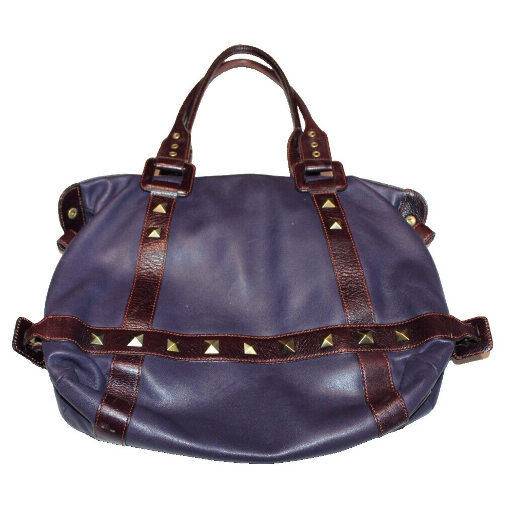 MAXX New York purple & maroon leather handbag purse‎ studded